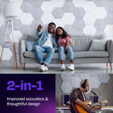 Ekkogo Acoustic Panels 12-Pack Soundproof Wall Panels 14"X12.1"X0.4" Sound Panels High Density Sound Dampening Panels - [Smoky White Hexagon] Ekkogo