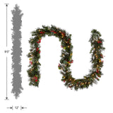 National Tree Company Pre-Lit Artificial Christmas Garland, Green, Wintry Pine, White Lights, Decorated with Pine Cones, Berry Clusters, Plug In, Christmas Collection, 9 Feet National Tree Company