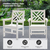 AZXZCS HDPE Dining Table Set for 10,12-Piece Outdoor Table and Chairs Include 10 Dining Chairs and 2 Pcs 62.5" Patio Dining Table with Umbrella Hole (White) AZXZCS