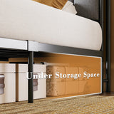 LIKIMIO Canopy Bed Frame King, Storage Headboard with Charging Station, Platform Bed with 4 Removable Sturdy Posts, Noise Free, No Box Spring Needed, Vintage Brown LIKIMIO