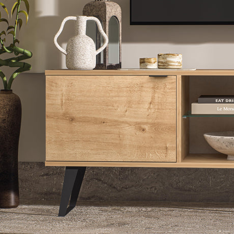 Atelier Mobili Mid Century Modern TV Stand 75 inch | Farmhouse Entertainment Center with Storage | TV Stand for 75 Inch TV | Oak TV Stand for Living Room Entertainment Center for Bedroom TV Stand ATELIER MOBILI THE LEADER OF THE INTERCHANGEABLE FURNITURE