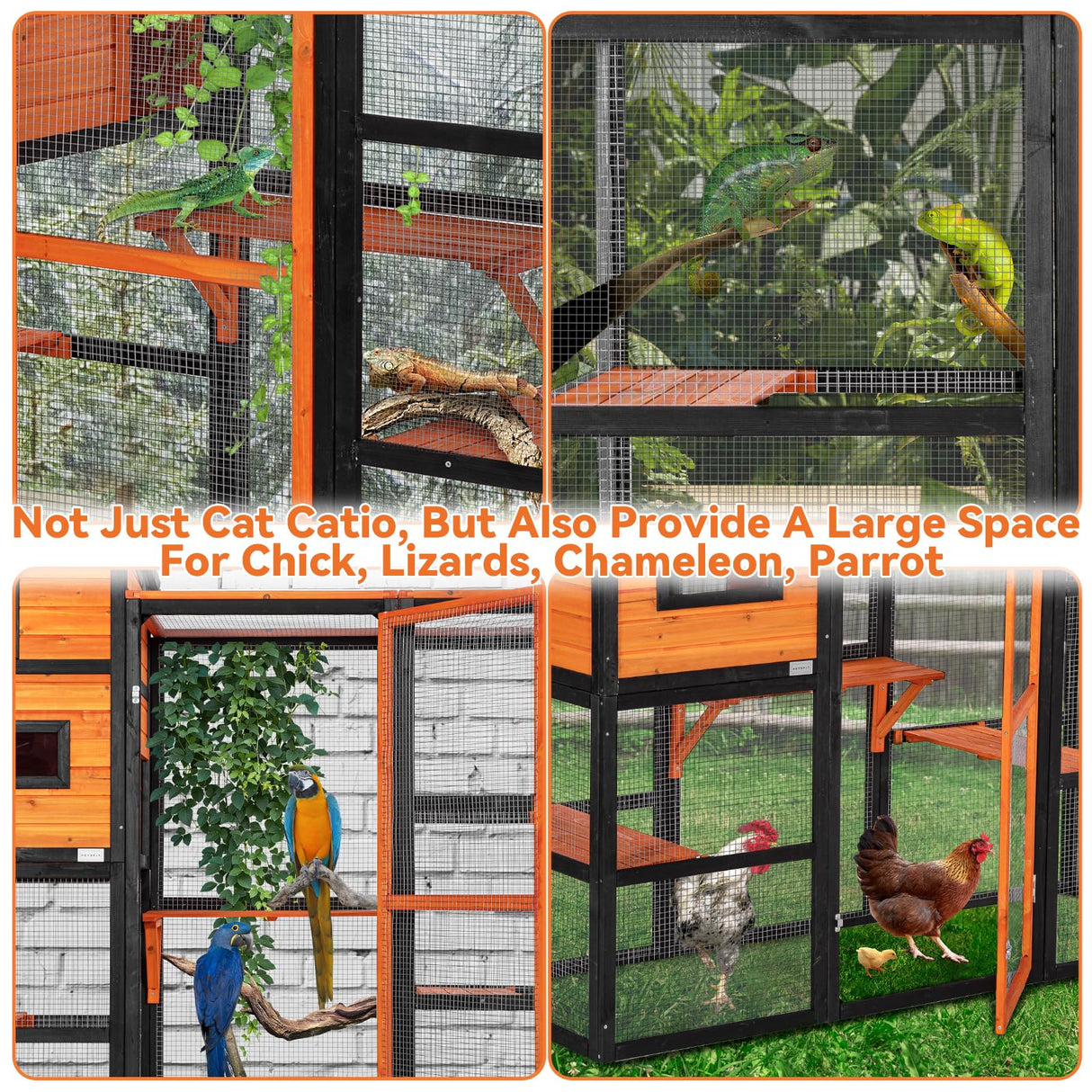 Petsfit Outdoor Catio 4 Tries, 2 Resting Room, 4 Platforms and Waterproof Roof, Catio Outdoor Cat Enclosure Petsfit