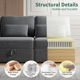 Modular Sectional Sofa with Storage, U Shaped Sectional Sofa with Chaise & Ottomans, Convertible 6 Seat Couch for Living Room with High Supportive Waist Pillow and Cup Holder ISHUHL