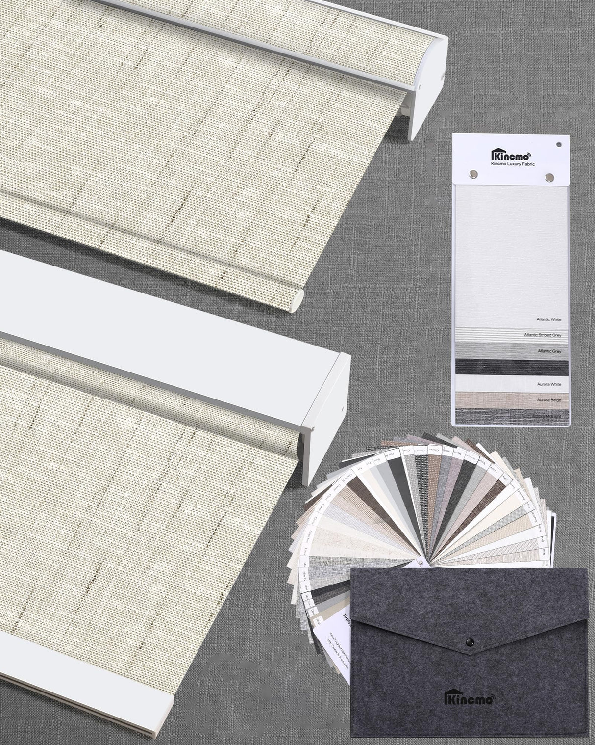 Motorized Blinds with Remote: Kincmo 100% Blackout Motorized Roller Shades Work with Apple Homekit,Alexa,Google Home, Customized Electric Blinds with App,Voice Control (A Blackout Fabric Swatch) KINCMO