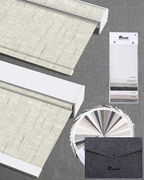 Motorized Blinds with Remote: Kincmo 100% Blackout Motorized Roller Shades Work with Apple Homekit,Alexa,Google Home, Customized Electric Blinds with App,Voice Control (A Blackout Fabric Swatch) KINCMO