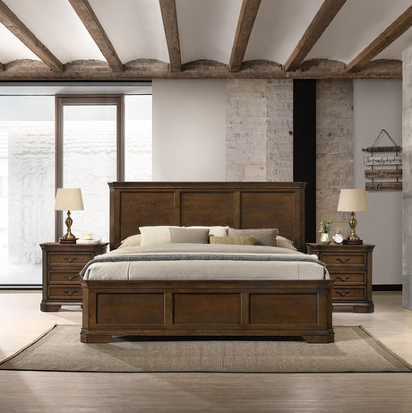 Roundhill Furniture Maderne 3-Piece Bedroom Set, King, Antique Walnut Finish Roundhill Furniture