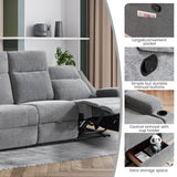 75'' Manual Reclining Sofa with Storage Drawer, 3 Seat Wall Hugger Recliner Couch with Cup Holders, Side Pockets, Chenille Fabric, Compact 3-Person Recliner for RV, Living Room, Apartment (Grey) LURVIA