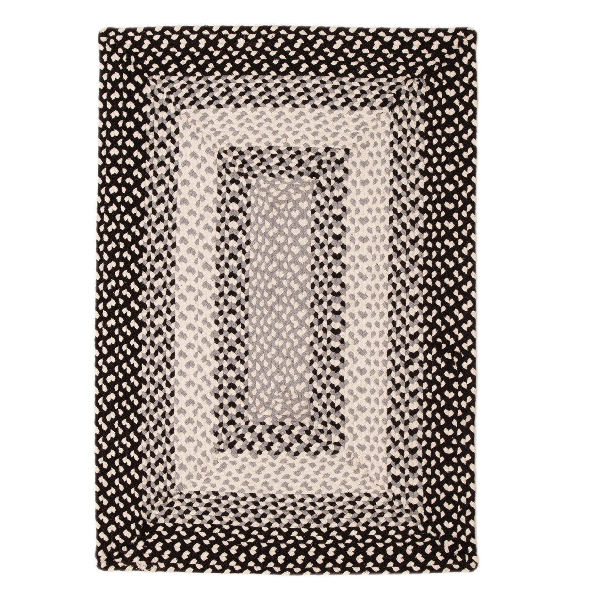 Super Area Rugs 5X8ft Farmhouse Braided Rug - Natural Soft Cotton Carpet for Living Room - Primitive Country Woven Rug - Black/Gray/Ivory Super Area Rugs