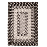 Super Area Rugs 5X8ft Farmhouse Braided Rug - Natural Soft Cotton Carpet for Living Room - Primitive Country Woven Rug - Black/Gray/Ivory Super Area Rugs
