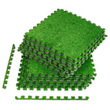 Sorbus Grass Foam Floor Tiles - 12 Interlocking Mats of 24"X24” Total of 48 Sq Ft for Kids Outdoor Toys, Playroom, Deck, Patio, Basement Home Gym - Artificial Carpet Grass Turf Indoor Outdoor Flooring Sorbus