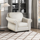 Lexicon Single Sofa Chair for Living Room Accent Chair, Textured Fabric Upholstered Armchair, Traditional Rolled Arm Chair, Comfy Chair for Bedroom/Office/Waiting Room, Beige Lexicon