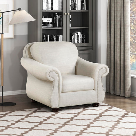 Lexicon Single Sofa Chair for Living Room Accent Chair, Textured Fabric Upholstered Armchair, Traditional Rolled Arm Chair, Comfy Chair for Bedroom/Office/Waiting Room, Beige Lexicon