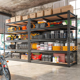 REIBII 48.2" W Garage Shelving, Storage Shelves Load 3000LBS, Adjustable Garage Shelving Heavy Duty for Pantry, Basement, Warehouse, 48.2" W X 71.9" H X 24" D, Black REIBII