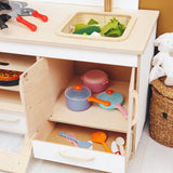 Kids Pretend Play Kitchen Wooden Montessori Playroom Furniture Nursery Decor Birthday Gift for Toddler Girl Wood Natural Baby Neutral Room (Natural) Enjoy The Wood