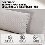 COMHOMA Convertible Futon Sofa Bed, 68" Corduroy Futon Couch with Adjustable Backrest, Folding Futon Loveseat for Living Room, Bedroom (Cream) COMHOMA