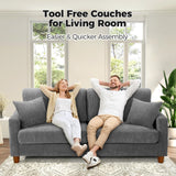 Kidirect 70in Corduroy Couch, Sofas for Living Room No Tool Assembly, Comfy Couches for Living Room 21in Deep Seats, Oversized Loveseat Sofa with 2 Pillows, 3 Seater Couch for Bedroom, Grey Sofa Kidirect