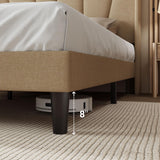 Allewie King Size Platform Bed Frame with Geometric Wingback Headboard, Modern Upholstered Bed with Wooden Slats Support, No Box Spring Needed, Easy Assembly, Beige Allewie