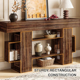 Einhomn 63 Inch Long Console Table for Entryway, Farmhouse Wooden Sofa Table Behind Couch with 3-Tier Storage Shelf, Narrow Entry Accent Table for Living Room, Hallway, Foyer, Rustic Brown Einhomn