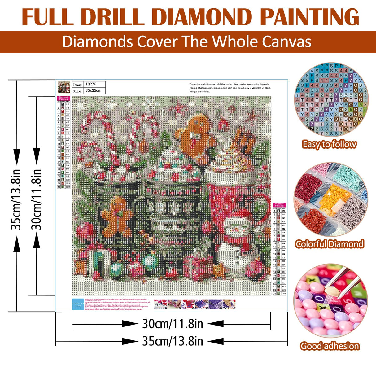 Christmas Snowman Ice Cream Cup Diamond Art Painting Kits for Adults, Diamond Painting Kits for Adults Beginners, 5D DIY Full Drill Diamond Dot Gem Art Kits for Adult, Home Wall Decor 13.8x13.8 Inch AWLNKMC