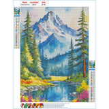 GDYEEH DIY 5D Snowy Mountain Diamond Art Kits, Round Full Drill Sparkling Forest Diamond Painting Picture, River Painting Art Kits Craft for Adults Beginners, Home Wall Decor 12x16 inch GDYEEH