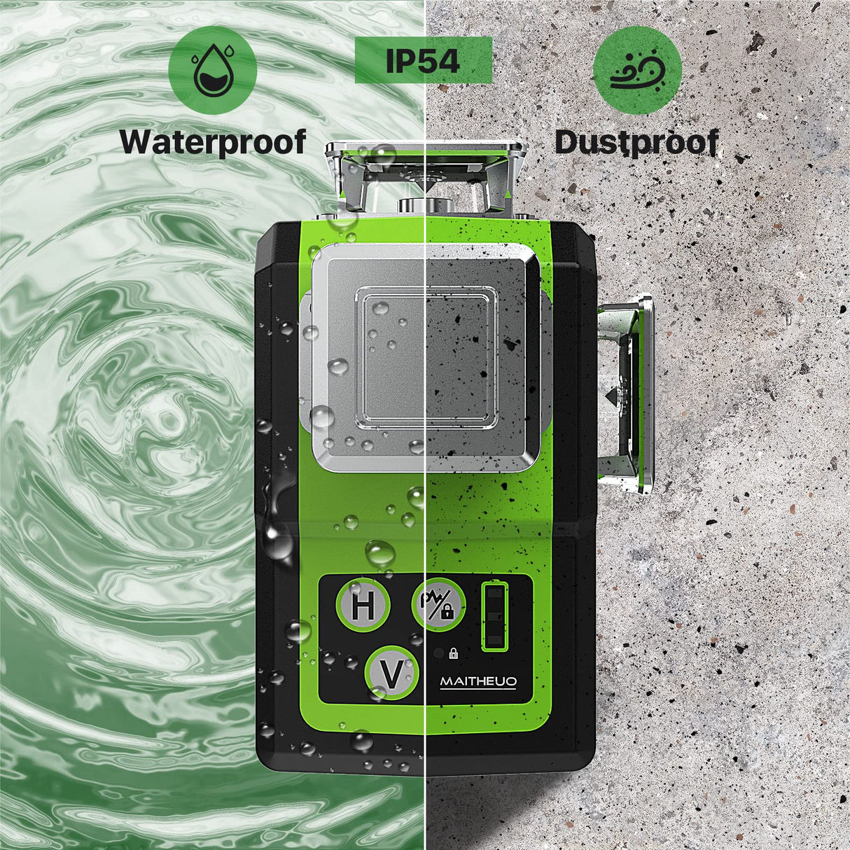 MAITHEUO Laser Level Self Leveling 3x360° Green Cross Line Outdoor Laser Level for Construction, with Remote Control, Rechargeable Batteries Work for MAITHEUO