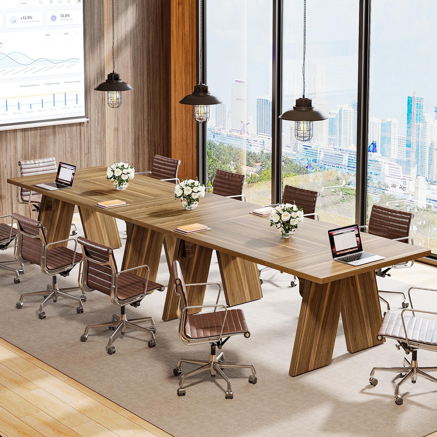 Tribesigns 6 ft Conference Table, 70.9 L x 35.4 W x 29.5 H Inches Meeting Table with Solid Wood Legs, Wood Training Table Boardroom Desk for Office Meeting Conference Room - WoodArtSupply