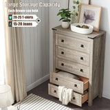T4TREAM Farmhouse 5 Drawers Dresser Chests for Bedroom, Wood Rustic Tall Chset of Drawers,Dressers Organizer for Bedroom, Living Room,Hallway, Light Rustic Oak T4TREAM