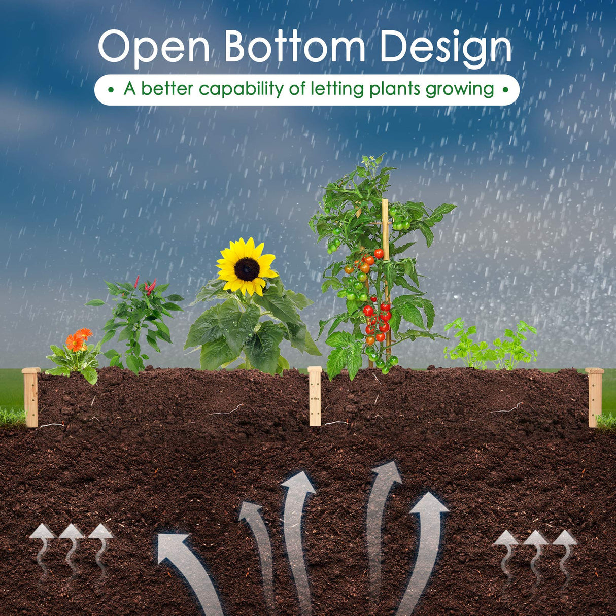 Giantex Raised Garden Bed Planter, Wooden Elevated Vegetable Planter Kit Box Grow for Patio Deck Balcony Outdoor Gardening, Natural Giantex