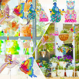 Queekay 4 Pieces Diamond Painting Sun Catcher Tree Ornament DIY Wind Chime Kit Hanging Double Sided Hummingbird Butterfly Cat Peacock Shape Crystal Art Ornament forGarden Decoration Queekay