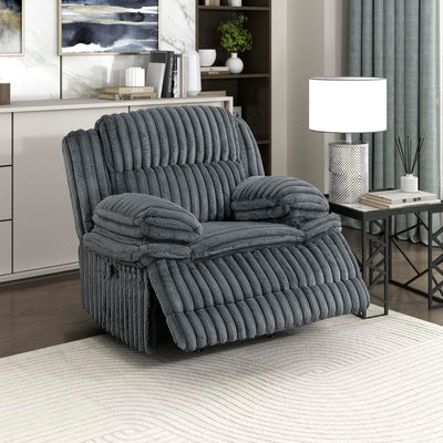 Lexicon Manual Glider Recliner Chair, Corduroy Manual Tab Pull Reclining Chair with Pillow Top Arms, Plush Cushions, Cozy Theater-Style Accent for Living Room/Bedroom, Easy Assembly, Dark Gray