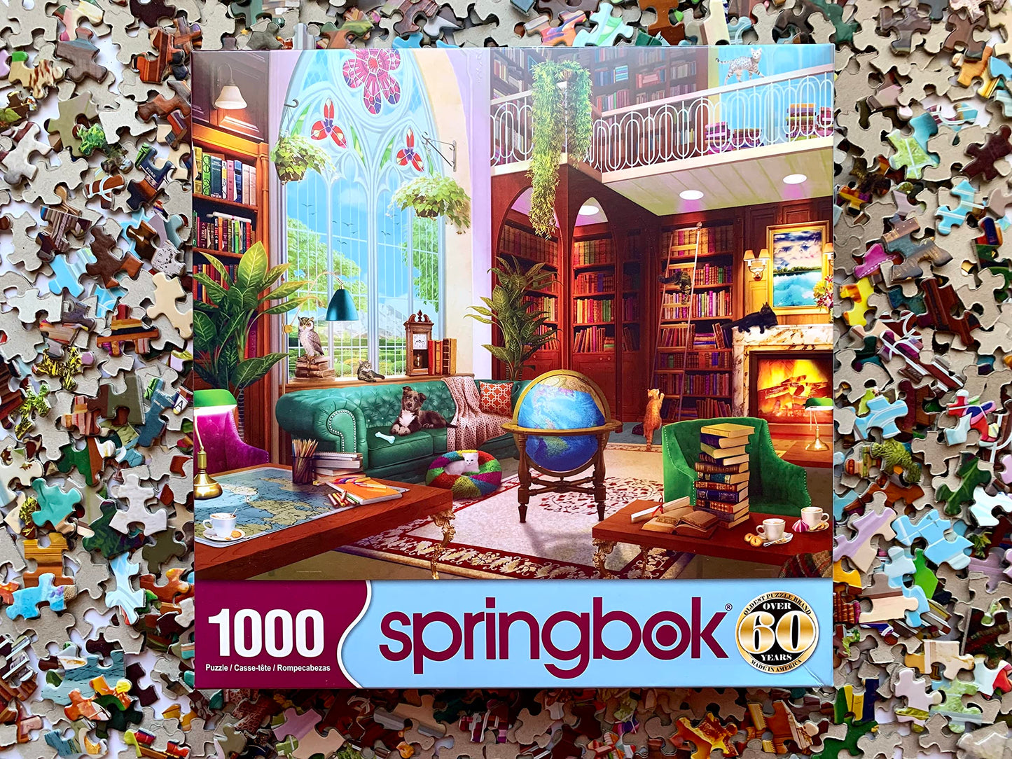 Springbok - The Library - 1000 Piece Jigsaw Puzzle- Challenge Yourself with This Colorful Image for booklovers