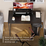 Pamray 39 Inch Computer Desk with Monitor Stand Small Home Office Desks with Non-Woven Storage Drawer for Bedroom Study Table Writing and Work Desk Pink Pamray