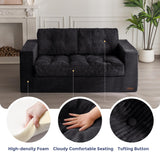 MAXYOYO Bean Bag Chair for Adults, Upholstered Floor Sofa with Armrests, Loveseat Boneless Couch with Tufted Cushion & Backrest, Sofa in A Box, Large Bean Bag Couch for Bedroom Living Room, Black MAXYOYO
