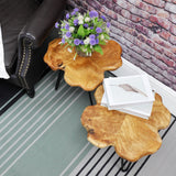 Warmaxx Natural Cedar Wood Live Edge Coffee Table 16" x 16" x 21" H Accent Vintage 4 Leaf Clover Wooden Side Table Solid Rustic Plant Stand Outdoor End Table Living Room Bedroom Sitting Area Warmaxx