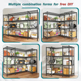 REIBII 78.4''W Storage Shelves Wire Shelving Unit Load 1500LBS,4 Tier Metal Shelving with Adjustable Metal Shelf Wire Rack for Pantry Shelves Commercial Shelving Kitchen Garage 78.4''Wx11.8''Dx59''H REIBII