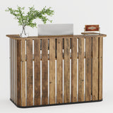 Tribesigns 63-Inch Reception Desk with Counter, Modern U-Shaped Front Desk with Private Panel, Retail Checkout Counter Table for Lobby, Salon, Reception Room, Office, Brown Tribesigns