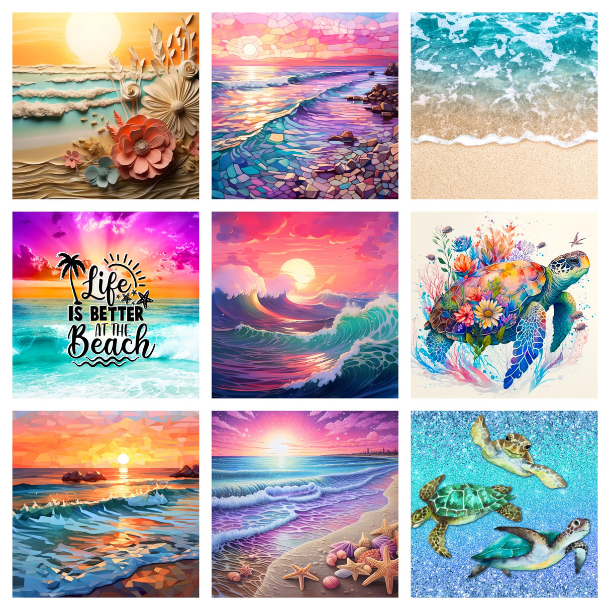 9 Pack Sublimation Prints SHIPS 24 Hours or Less! 20 Oz Skinny Tumbler Beach Designs WoodArtSupply