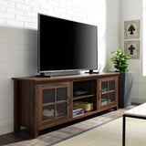 Walker Edison Portsmouth Classic 2 Glass Door TV Stand for TVs up to 80 Inches, 70 Inch, Dark Walnut Walker Edison