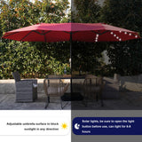 Sundale Outdoor 40LED 15ft Large Patio Umbrellas with Base Included and Umbrella Cover, Outdoor Double-Sided Umbrella with Solar Lights Red Sundale Outdoor
