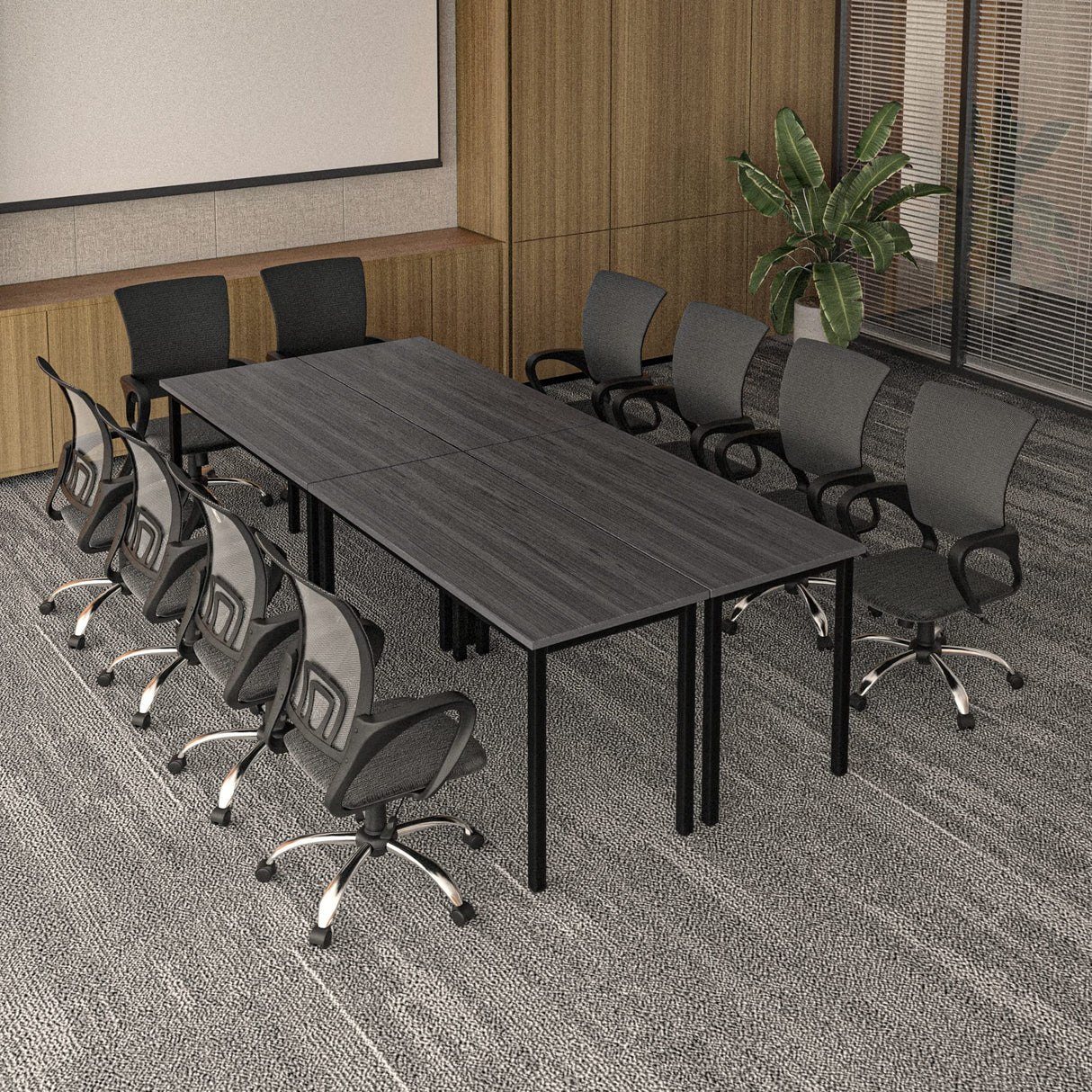 Bonzy Home Conference Table Chairs Set 8FT, 94.4"x47.2"x29.5" Tables & 10pcs Chairs Set for Conference Room Meeting Room Office, Black Bonzy Home