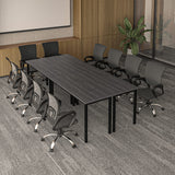 Bonzy Home Conference Table Chairs Set 8FT, 94.4"x47.2"x29.5" Tables & 10pcs Chairs Set for Conference Room Meeting Room Office, Black Bonzy Home