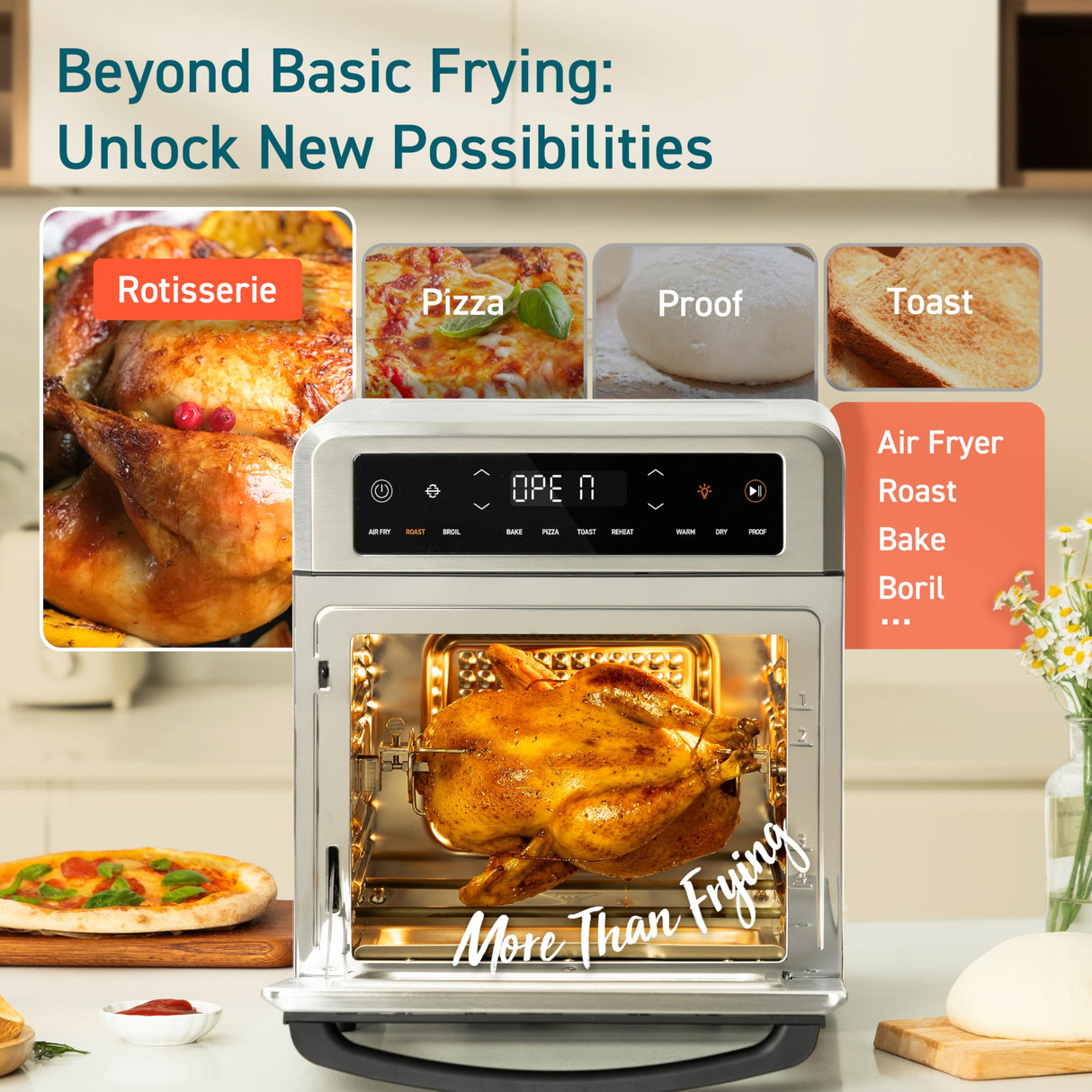 COSORI 11-in-1 Air Fryer Oven , 13Qt Small Footprint Airfryer combo with Rotisserie, Toast, Bake, Roast, Reheat Functions and more, Recipe Book & 6 Accessories Included, Perfect for Small Contertop COSORI