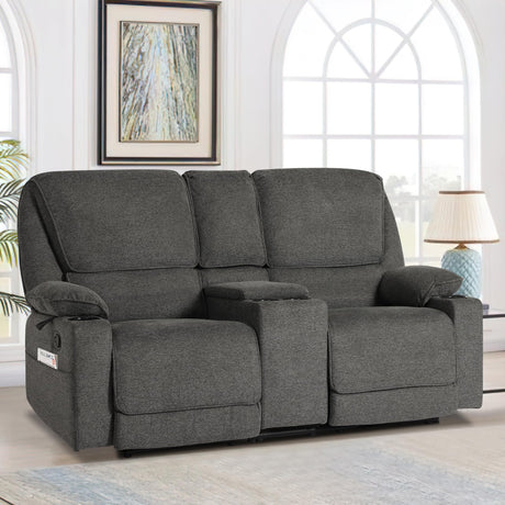LOUVIXA 67.9" RV Loveseat Recliner Double Recliner RV Sofa, Wall Hugger Reclining RV, Manual Reclining Sofa, RV Theater Seats, Home Theater Seating, RV Theater Seating, RV Furniture, Dark Gray LOUVIXA