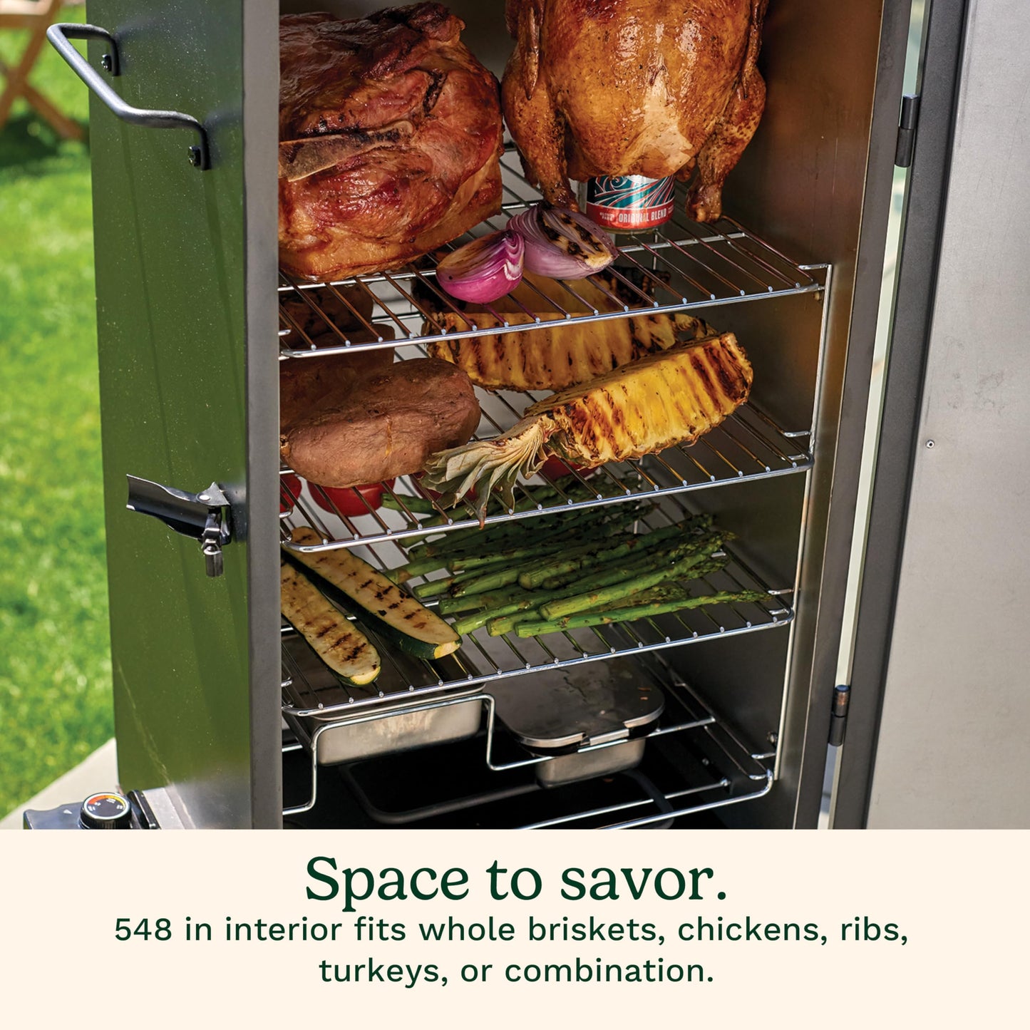 Cuisinart 30" Electric Smoker, 3 Adjustable Racks, Large Capacity BBQ, Water and Wood Trays for Smoked Meat, Brisket, Salmon & Jerky, Adjustable Temperature Control