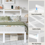 ChicZhiNest Full White Bed Frames with Charging Station and LED Lights, Full Platform Bed with Heavy Duty Metal Slats, Storage Headboard, Under Bed Storage, No Box Spring Needed, Noise Free ChicZhiNest