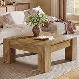Tribesigns Square Coffee Table, 39-Inch Farmhouse Wooden Coffee Table with Sturdy Legs, Rustic Accent Center Table for Living Room, Easy Assembly, Light Brown Tribesigns