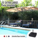 PHI VILLA 15ft Large Patio Umbrella with Base, Double-sided Outdoor Umbrella, Beige PHI VILLA