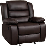 PrimeZone Oversized Rocker Recliner Chair - Comfy Wide Lazy Boy Recliner Chair with Overstuffed Armrest, Faux Leather Manual Reclining Chairs for Living Room, Bedroom, Home Theater Seating, Brown PrimeZone