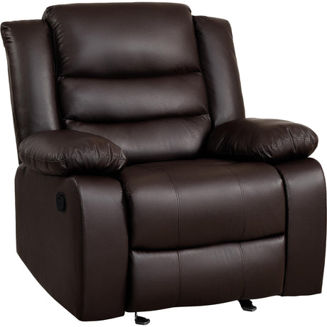 PrimeZone Oversized Rocker Recliner Chair - Comfy Wide Lazy Boy Recliner Chair with Overstuffed Armrest, Faux Leather Manual Reclining Chairs for Living Room, Bedroom, Home Theater Seating, Brown PrimeZone