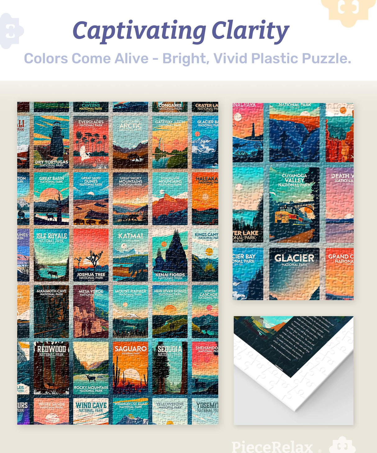 PieceRelax Plastic Jigsaw Puzzles for Adults 4000 Pieces - Studio Inception - US National Parks Most Satisfying Table Games and Gifts No Puzzle Mat Required [H3786] PieceRelax